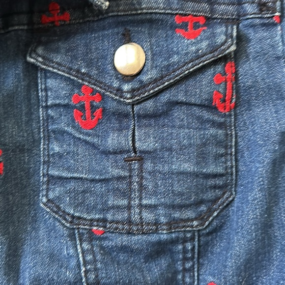 Forever 21 Jean Jacket Youth Girls Size Large Premium Denim with Anchors - Picture 5 of 12